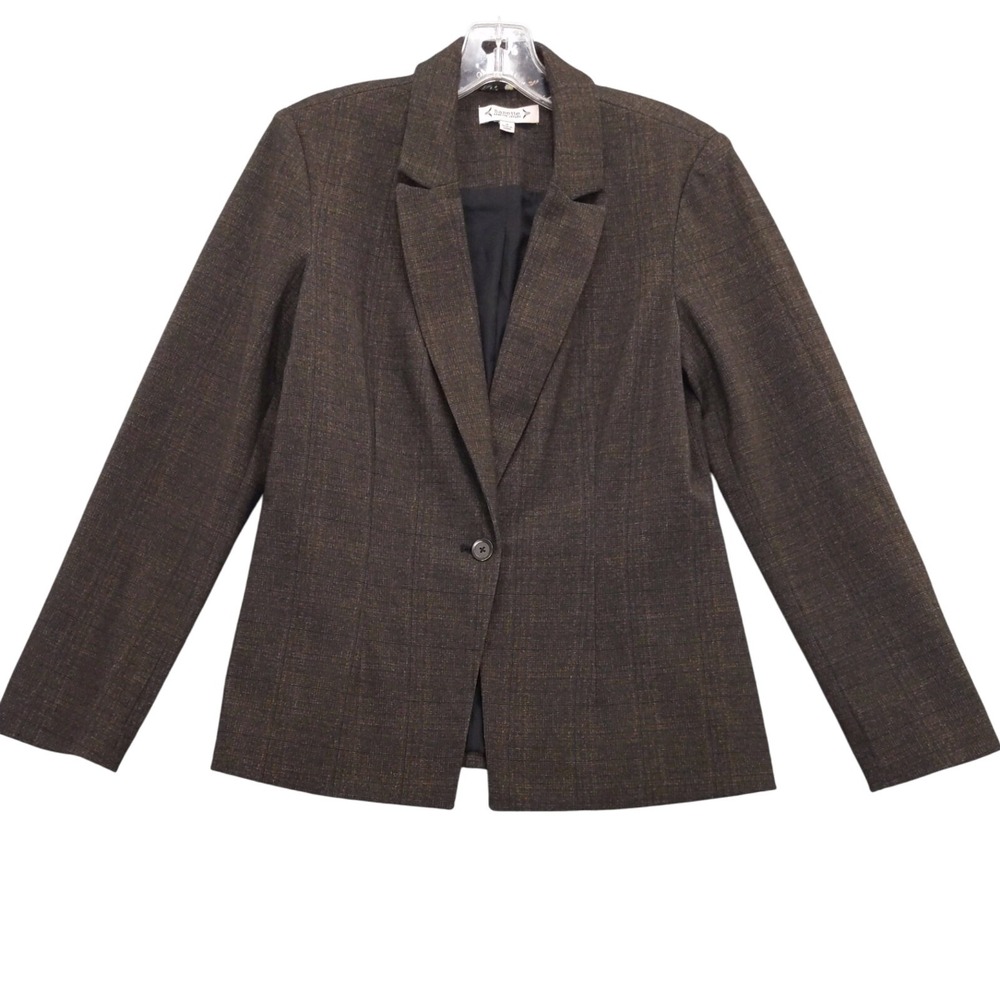 Nanette Lepore‎ Blazer Womens 4 Brown Plaid Jacket
